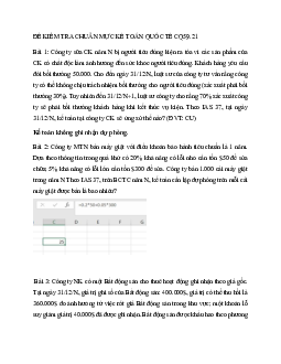 Đề kiểm tra điều kiện học phần Chuẩn mực kế toán quốc tế (Có đáp án)