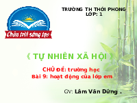 Giáo án điện tử Tự nhiên và xã hội 1 bài 9 Chân trời sáng tạo : Hoạt động của lớp em