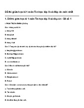 Đề thi giữa học kì 1 môn Tin học lớp 9 có đáp án mới nhất