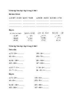 Vở bài tập toán 4 trang 11 Bài 2: Ôn tập phép cộng, phép trừ Chân trời sáng tạo