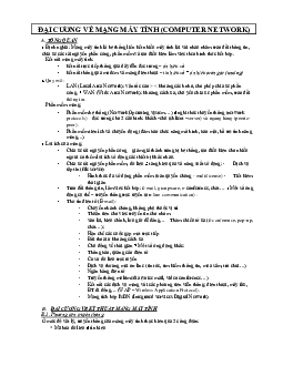 Tóm tắt lý thuyết môn Mạng máy tính nội dung về: Đại cương về mạng máy tính