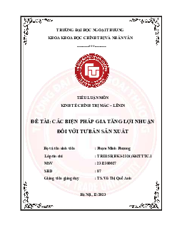 Tiểu luận : Các biện pháp gia tăng lợi nhuận đối với tư bản sản xuất
