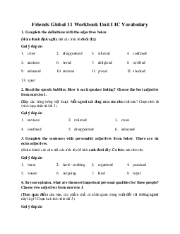 Giải Tiếng anh 11 Workbook Unit I IC Vocabulary | Friends Global