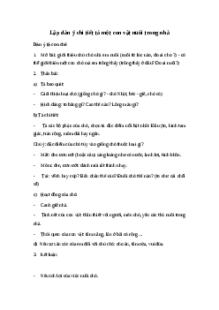 Lập dàn ý Tả một con vật nuôi trong nhà