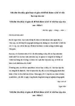 Viết thư cho thầy giáo hoặc cô giáo cũ để hỏi thăm và kể về việc học tập của em Tiếng việt 4 Chân trời sáng tạo