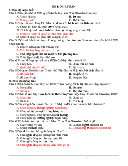 Tổng hợp câu hỏi trắc nghiệm lịch sử lớp 11 (có đáp án )