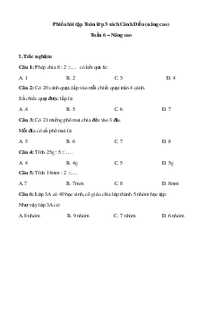 Phiếu bài tập cuối tuần Toán lớp 3 - Tuần 6 (nâng cao) | Cánh Diều