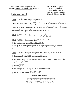 Đề thi HK1 Toán 10 năm 2019 – 2020 trường Đinh Tiên Hoàng – TP HCM