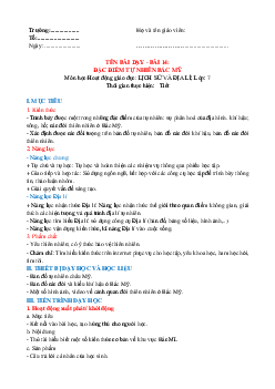 Giáo án Bài 14: Đặc điểm tự nhiên Bắc Mỹ Địa lý 7 | Kết nối tri thức