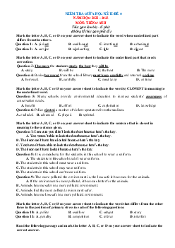 Đề kiểm tra giữa HK2 tiếng anh 12 năm 2022-2023 (có đáp án, đề 5)