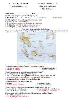 Đề thi học kì 2 môn Địa lý lớp 11 năm 2022 - 2023 | đề 6