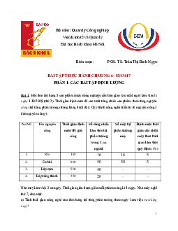 Ngân hàng bài tập Chương 6 môn Quản lý sản xuất | Đại học Bách khoa Hà Nội