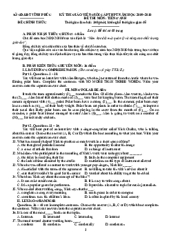Đề thi giáo viên giỏi cấp THPT năm học 2009-2010 đề thi môn Tiếng Anh tỉnh Vĩnh Phúc