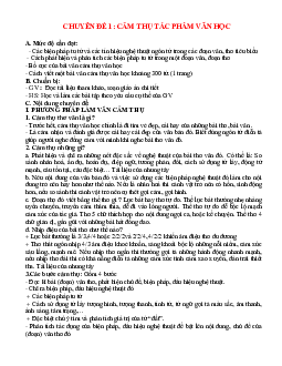 Chuyên đề Cảm thụ tác phẩm văn học bồi dưỡng HSG Ngữ văn 7