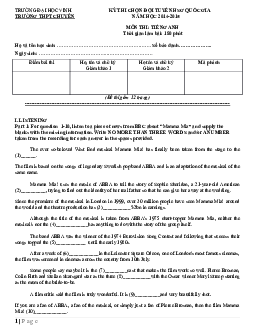 Đề thi chọn đội tuyển HSG quốc gia trường THPT chuyên, trường đại học Vinh năm học 2014-2015 môn thi Tiếng Anh