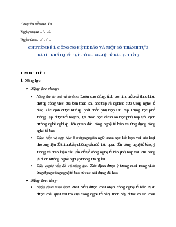 Giáo án chuyên đề Sinh học 10 sách Chân trời sáng tạo