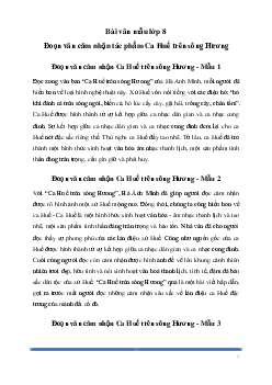 Văn mẫu Ngữ Văn lớp 8: Đoạn văn cảm nhận tác phẩm Ca Huế trên sông Hương (9 mẫu) | Kết nối tri thức
