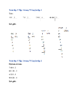 Giải SGK Toán lớp 3 trang 73, 74 Luyện tập tập 2 | Cánh diều