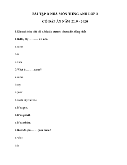 Bài tập ở nhà tiếng Anh lớp 3 Số 4