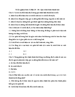 Trắc nghiệm Sinh học 12 bài 29 - 30