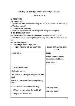 Giáo án Tiếng Việt 1 - Tuần 4 | sách Vì sự bình đẳng và dân chủ trong giáo dục