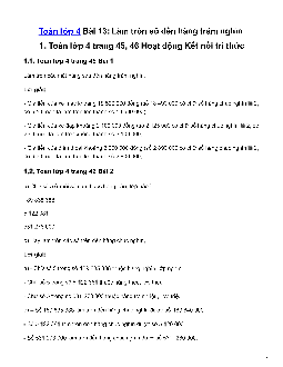 Toán lớp 4 Bài 13: Làm tròn số đến hàng trăm nghìn Kết nối tri thức