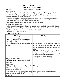 Giáo án môn Tiếng Việt 1 - Tuần 22 | sách Cùng học để phát triển năng lực