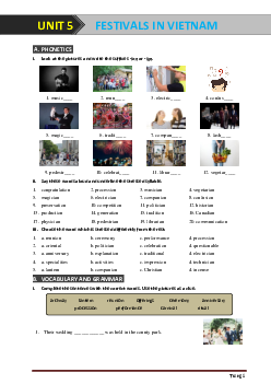Bài tập Tiếng Anh 8 chương trình mới bài 5: Festivals In Vietnam có đáp án