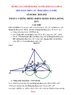 Tuyển tập câu hỏi cuối hình học thi vào 10 môn toán cả nước năm 2020-2021 (có đáp án và lời giải chi tiết)