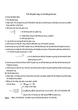 Tốc độ phản ứng và cân bằng hóa học