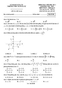Đề cuối học kỳ 2 Toán 12 năm 2022 – 2023 trường THPT Ngô Gia Tự – Đắk Lắk