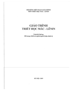 Giáo trình Triết học Mac-Lenin | Trường Đại học Kinh tế và Quản trị Kinh doanh, Đại học Thái Nguyên