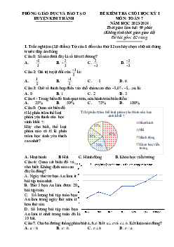 Đề cuối học kỳ 1 Toán 7 năm 2023 – 2024 phòng GD&ĐT Kim Thành – Hải Dương