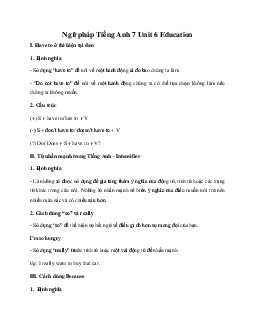 Ngữ pháp Tiếng Anh 7 Unit 6 Education