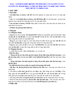Giáo án Hóa 10 CTST Bài 6 xu hướng biến đổi một số tính chất của nguyên tử các nguyên tố