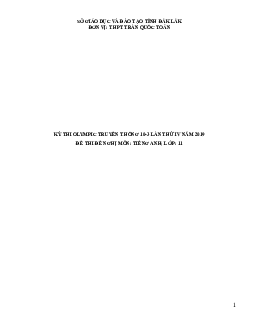 Đề thi Olympic 10 tháng 3 lần thứ 3 môn Tiếng Anh năm 2019 môn Tiếng Anh 11 THPT Trần Quốc Toản