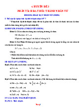 Giáo Án Dạy Thêm Đại Số 8 Chủ Đề Phân Tích Đa Thức Thành Nhân Tử
