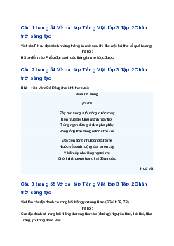 Giải Bài 3: Vàm Cỏ Đông trang 54 VBT Tiếng Việt lớp 3 Tập 2 Chân trời sáng tạo