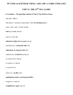 Từ vựng - Ngữ pháp Unit 13 lớp 12 The 22nd Sea Games