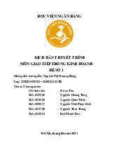 Kịch bản thuyết trình môn Giao tiếp kinh doanh | Học viện Ngân hàng