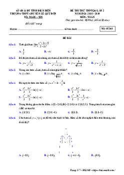 Đề thi thử Toán THPTQG 2019 lần 2 trường THPT chuyên Lê Quý Đôn – Điện Biên