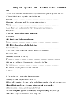Bài tập Tiếng Anh lớp 9 Unit 9 Natural Disasters Số 1