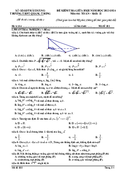 Đề thi giữa HK2 Toán 11 năm 2023 – 2024 trường THPT Quang Trung – Hải Dương