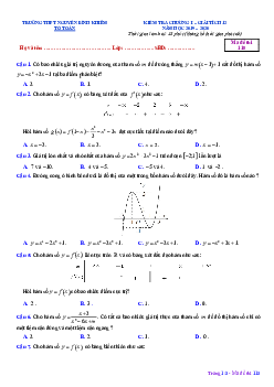 Đề kiểm tra chương 1 Giải tích 12 năm 2019 – 2020 trường Nguyễn Bỉnh Khiêm – Gia Lai