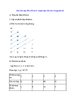 Giải bài tập Hóa 10 bài 6: Luyện tập cấu tạo vỏ nguyên tử