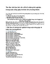 Tìm đọc bài thơ, bài văn viết về những trải nghiệm trong cuộc sống giúp ta khôn lớn, trưởng thành - Tiếng việt 4