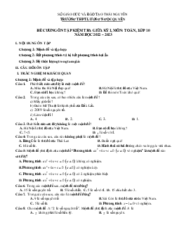 Đề cương giữa kỳ 1 Toán 10 năm 2022 – 2023 THPT Lương Ngọc Quyến – Thái Nguyên