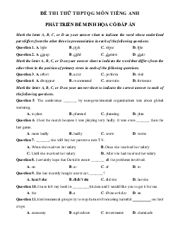 Đề thi thử THPT Quốc Gia 2023 môn Tiếng Anh - Đề 18 (có đáp án)