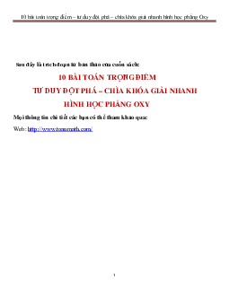 Chìa khóa giải nhanh hình học Oxy – Nguyễn Thanh Tùng