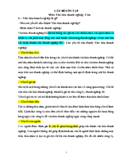Câu hỏi ôn tập môn Văn hóa doanh nghiệp | Đại học Văn hóa Hà Nội